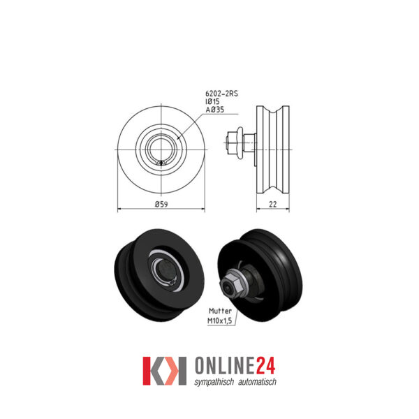 Nachfertigung-GEZE-TSA-360-NT-FR-Gegenrolle-00099-21